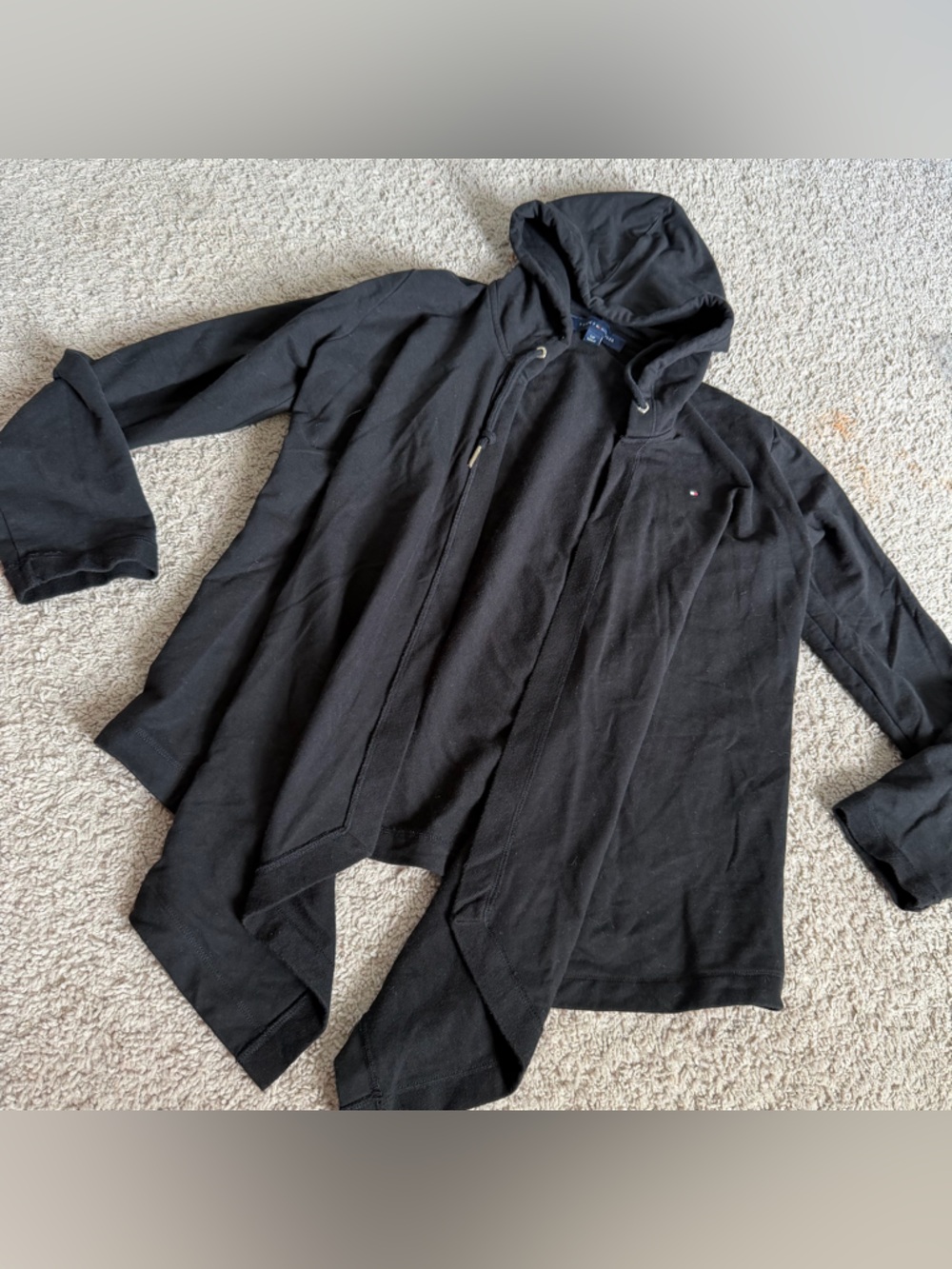 Tommy Hilfiger Black Hooded Open Front Jacket